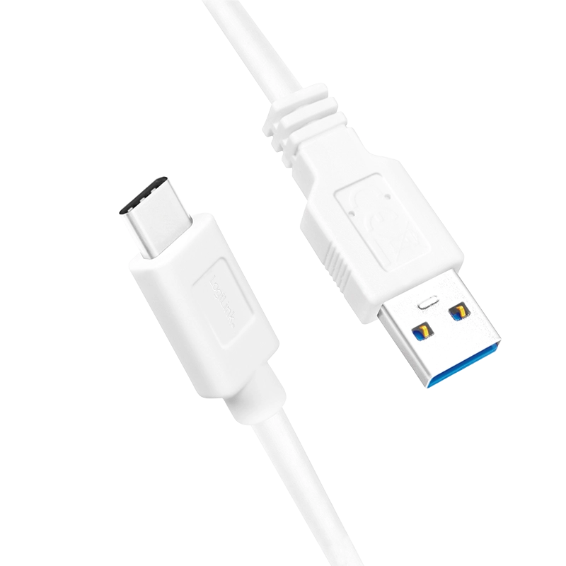 USB 3.2 Gen1 Type-C Kabel, C/M zu USB-A/M, weiß, 2 m
