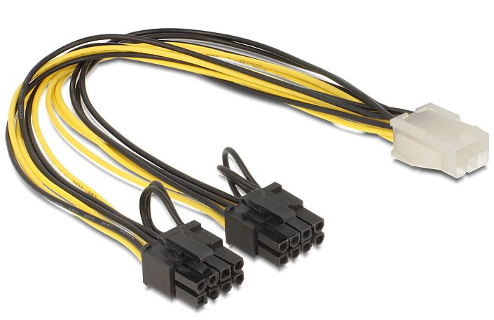 Stromkabel für PCI Express Karten 6 Pin Buchse an 2 x 8 Pin Stecker 30cm, Delock® [83433]