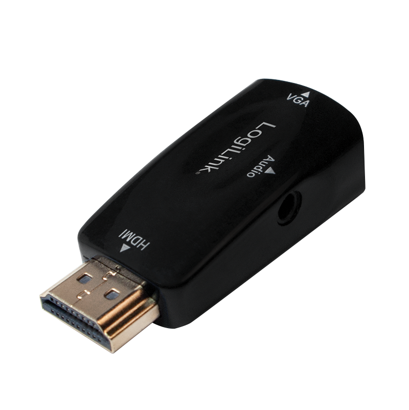 HDMI-Adapter A/M zu VGA/F + 3,5 mm/W, 1080p, schwarz