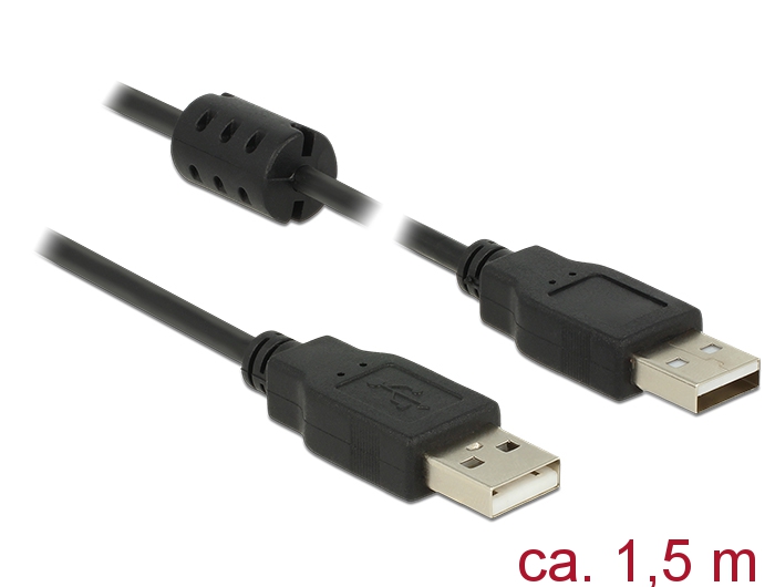 USB Kabel 2.0 Typ-A Stecker an USB 2.0 Typ-A Stecker, schwarz, 1,5m, Delock® [84890]