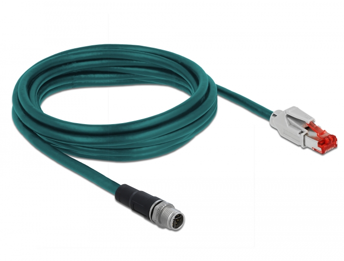 Netzwerkkabel M12 8 Pin X-kodiert an RJ45 Stecker PVC, wasserblau, 3 m, Delock® [85427]
