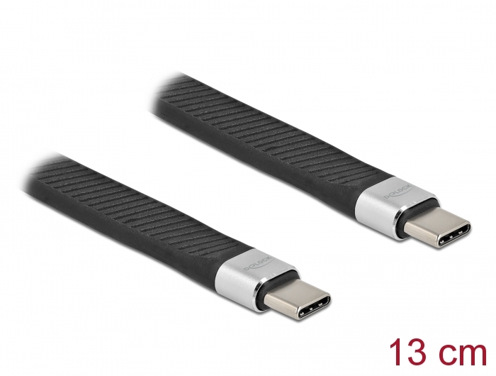 USB 2.0 FPC Flachbandkabel USB Type-C™ zu USB Type-C™ 13 cm PD 5 A E-Marker, Delock® [86940]