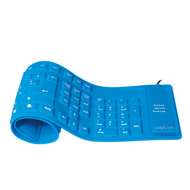 Tastatur Flexibel Wasserfest USB + PS/2, blau