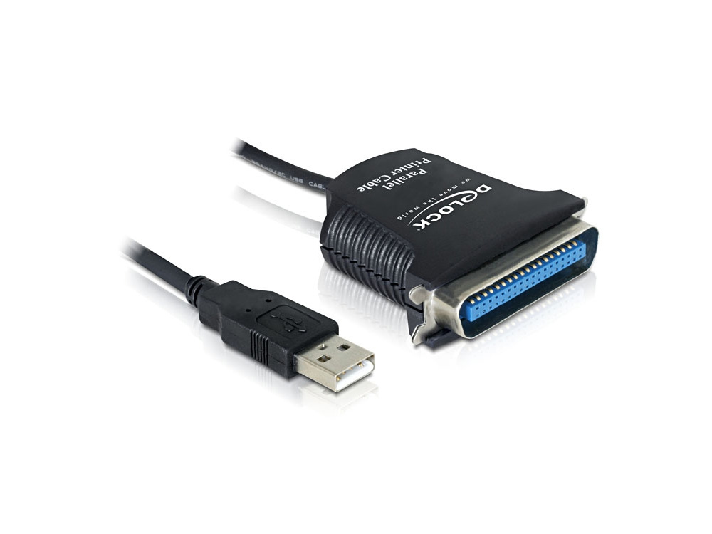 Adapterkabel, USB 1.1 an Drucker Centronics IEEE1284 36 Pin Stecker, schwarz, 0,8m, Delock® [82001]
