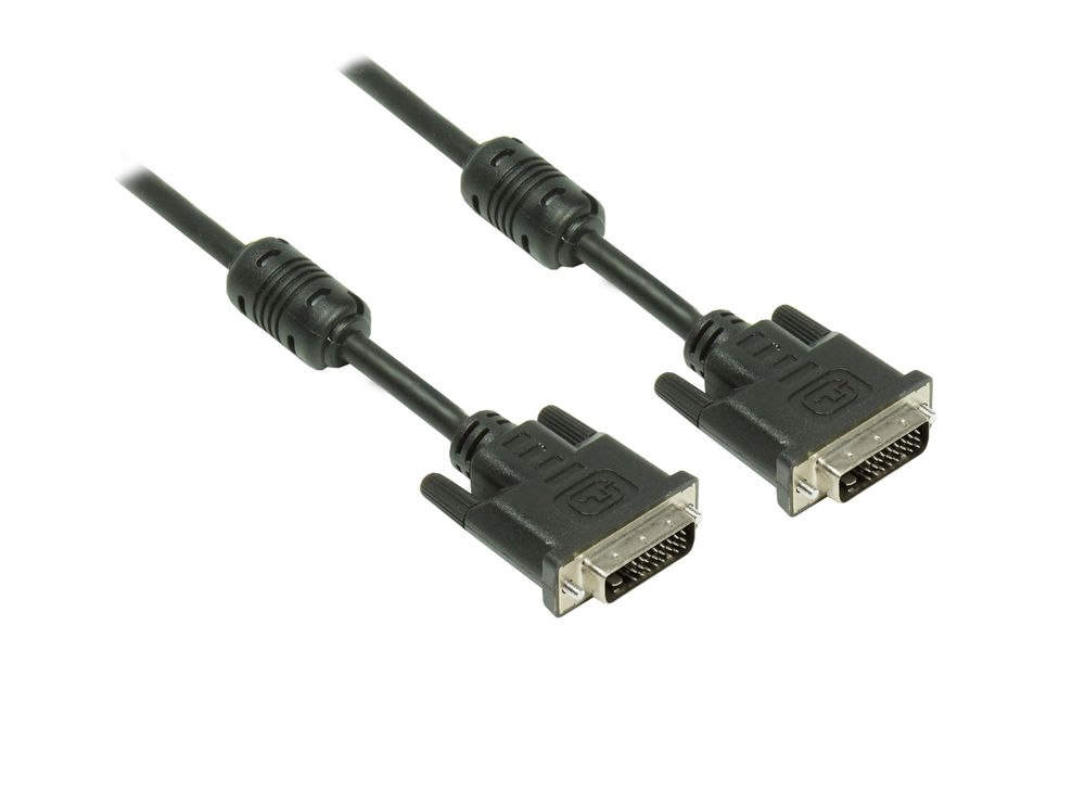 Anschlusskabel DVI-D 24+1 Stecker an Stecker, mit Ferritkern