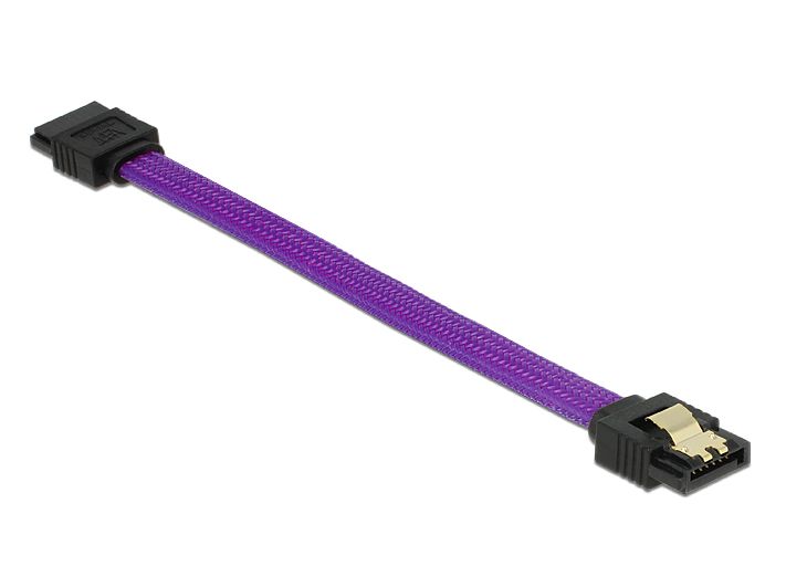 Anschlusskabel SATA 6Gb/s, Stecker/Stecker Metall, Premium Nylon Geflecht, violett, 0,1m, Delock® [8