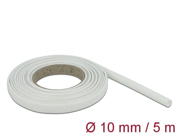 Schutzschlauch Glasfasergeflecht 5 m x 10 mm weiß, Delock® [