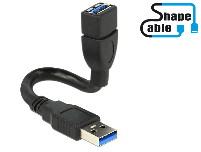 Kabel USB 3.0 A Stecker an USB 3.0 A Buchse ShapeCable 0,15m, Delock® [83713]