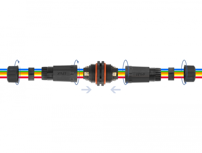 Kabelverbinder für Außenbereich 5 Pin, IP68 wasserdicht, schraubbar, Kabeldurchmesser 4,5 - 7,5 mm s