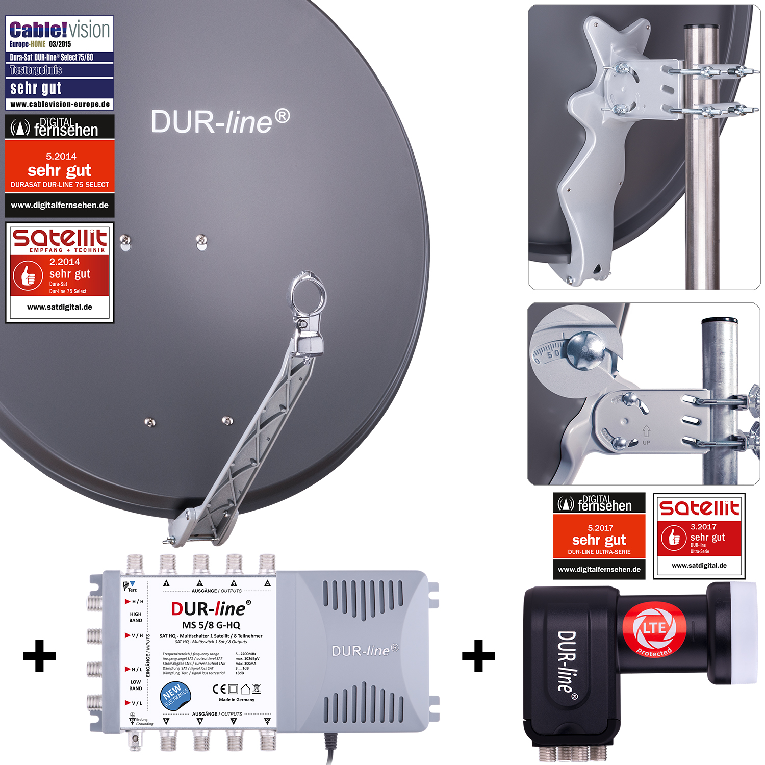 DUR-line Select 75/80 A + MS5/8 + LNB - 8 Teilnehmer Set