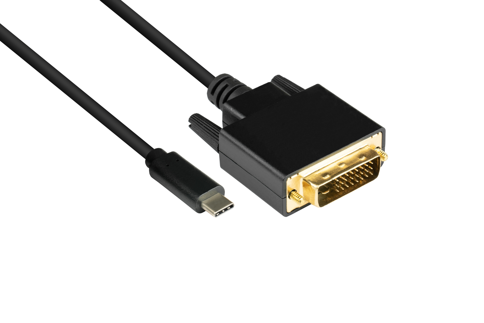 Adapterkabel USB-C™ Stecker an DVI 24+1 Stecker, CU, schwarz, 2m, Good Connections®