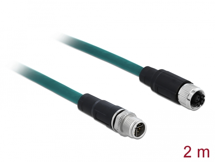 Netzwerkkabel M12 8 Pin X-kodiert Stecker an Buchse TPU, wasserblau, 2 m, Delock® [85422]